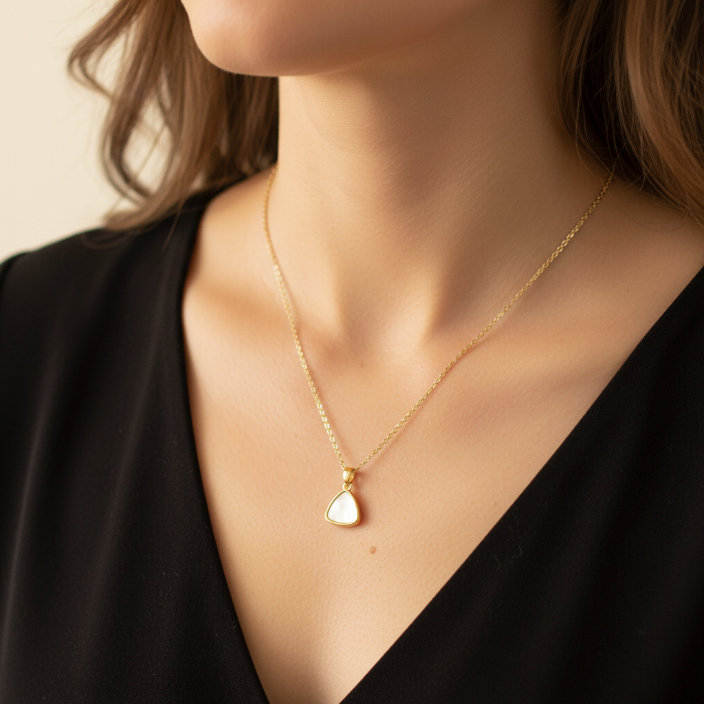 Mother-of-Pearl Triangle Pendant Necklace