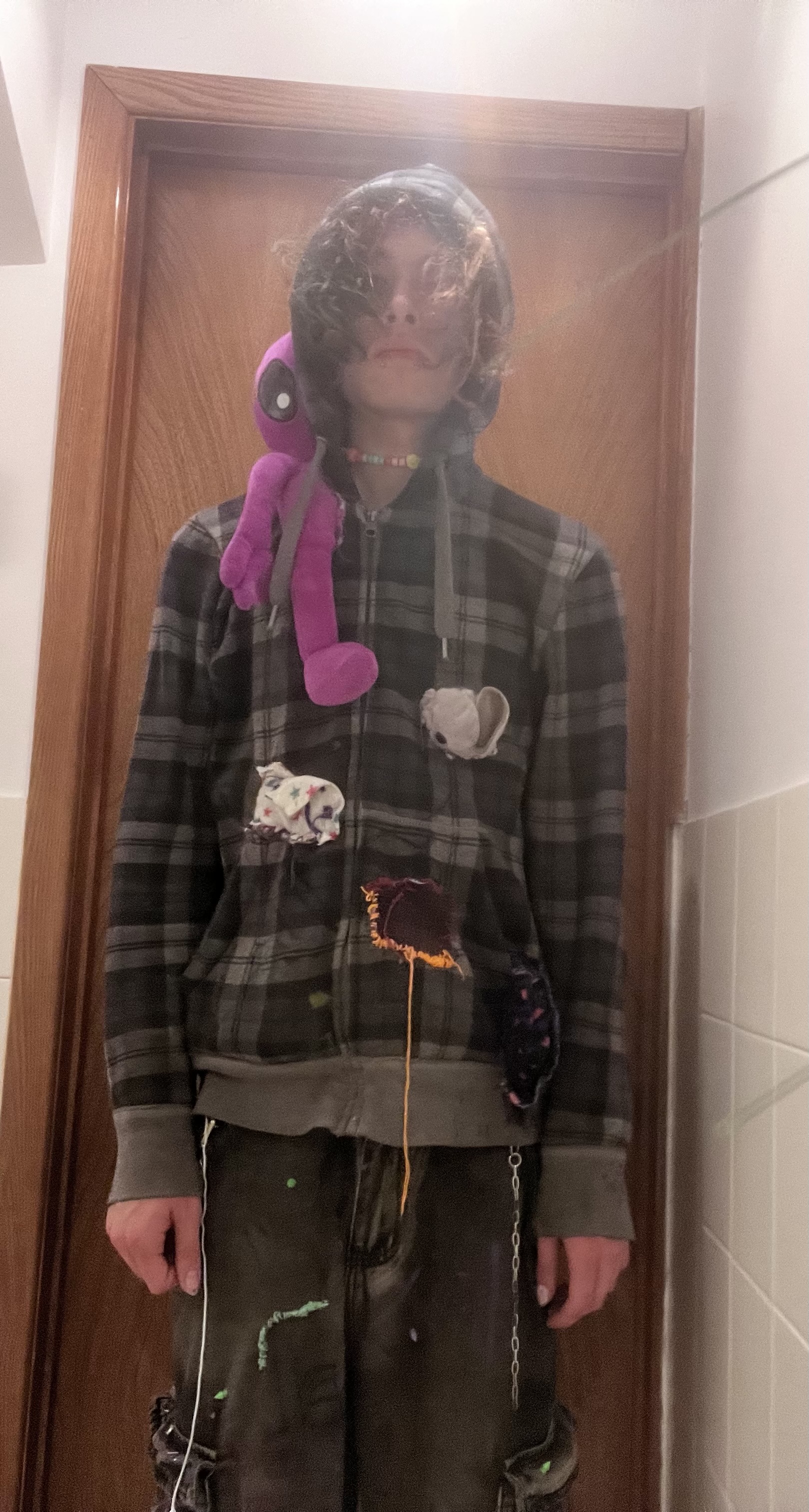 Craziness plaid zip up hoodie