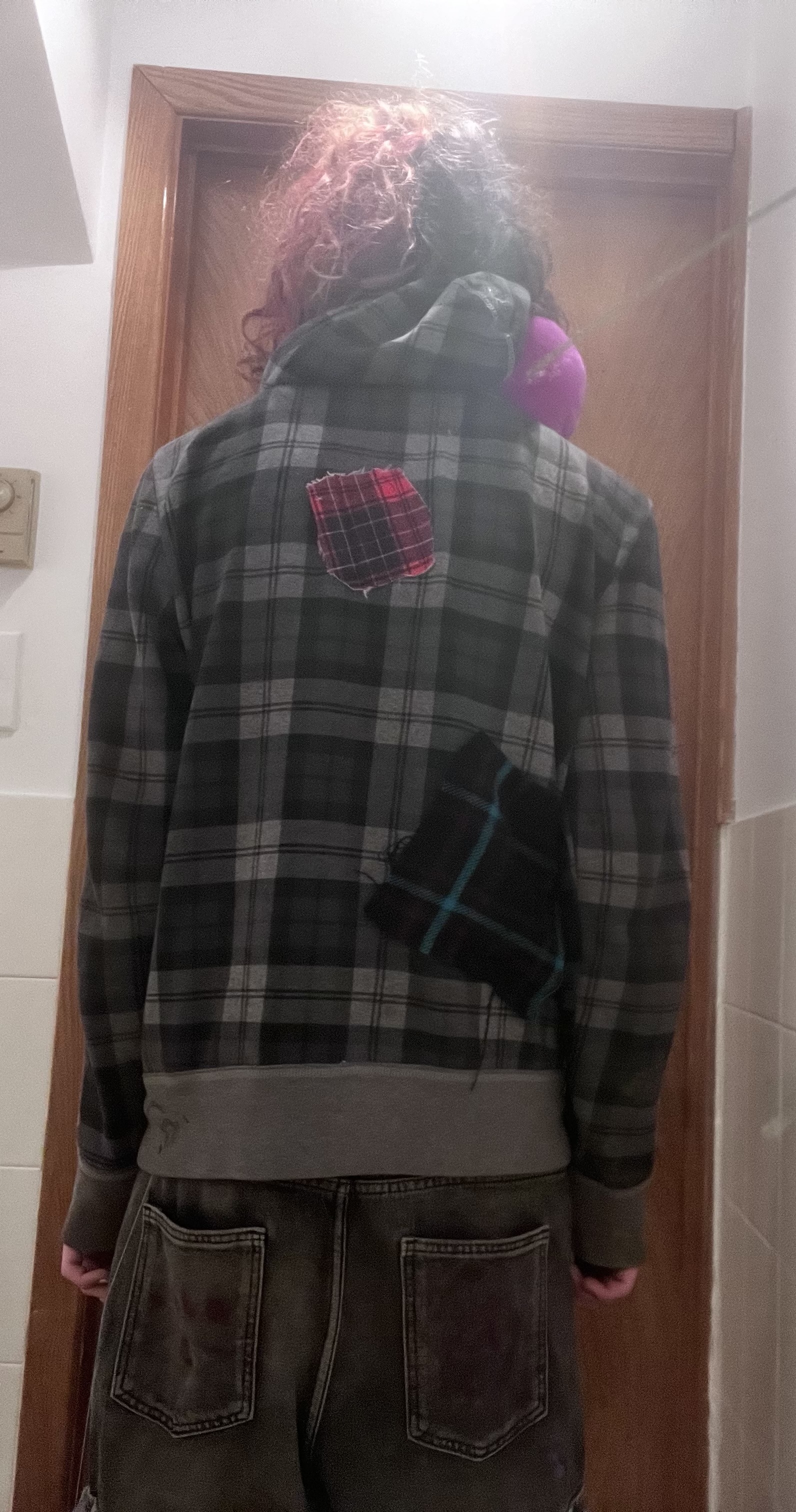 Craziness plaid zip up hoodie