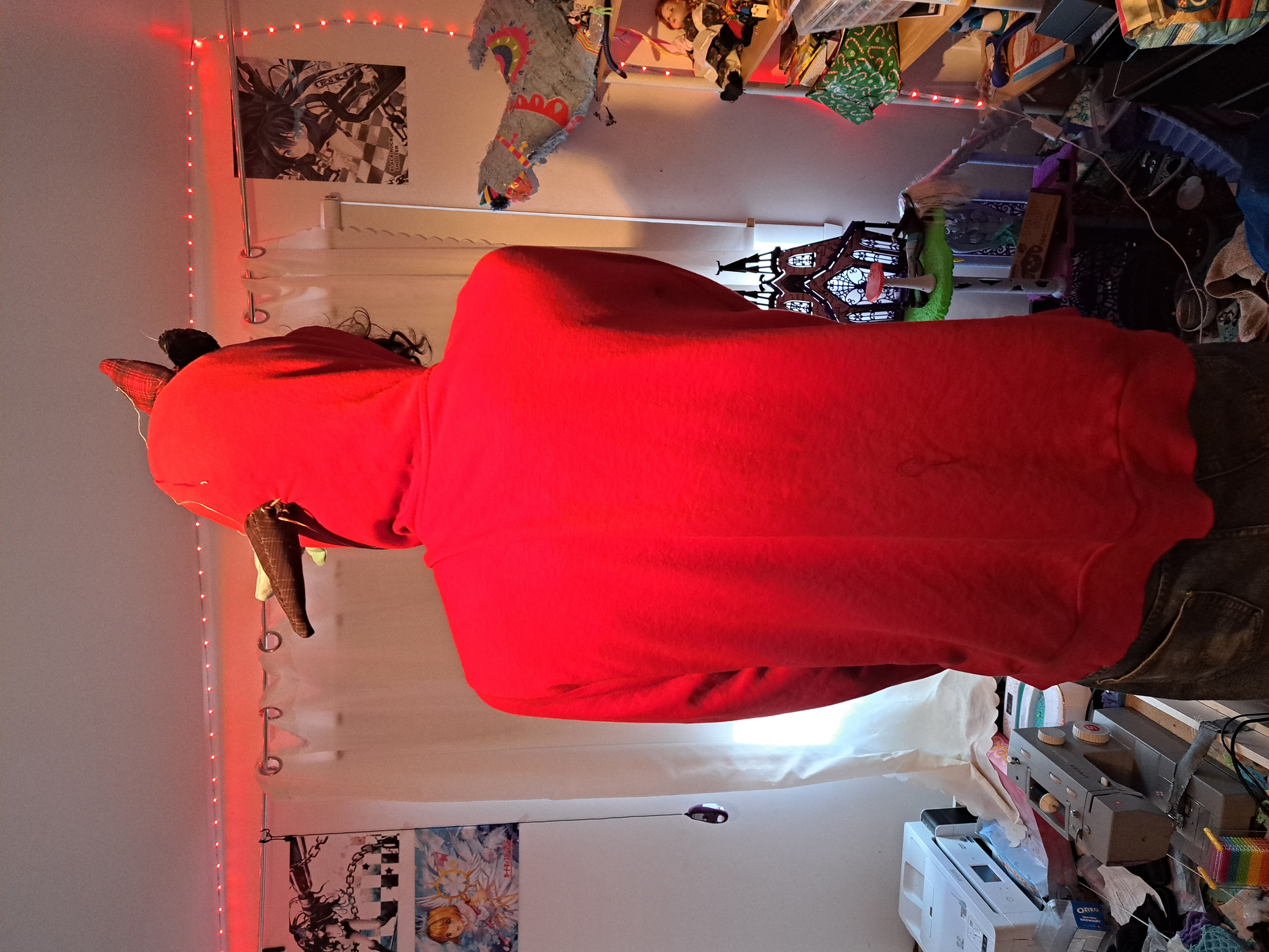 RED Crazy Joker Hoodie and vintage doll