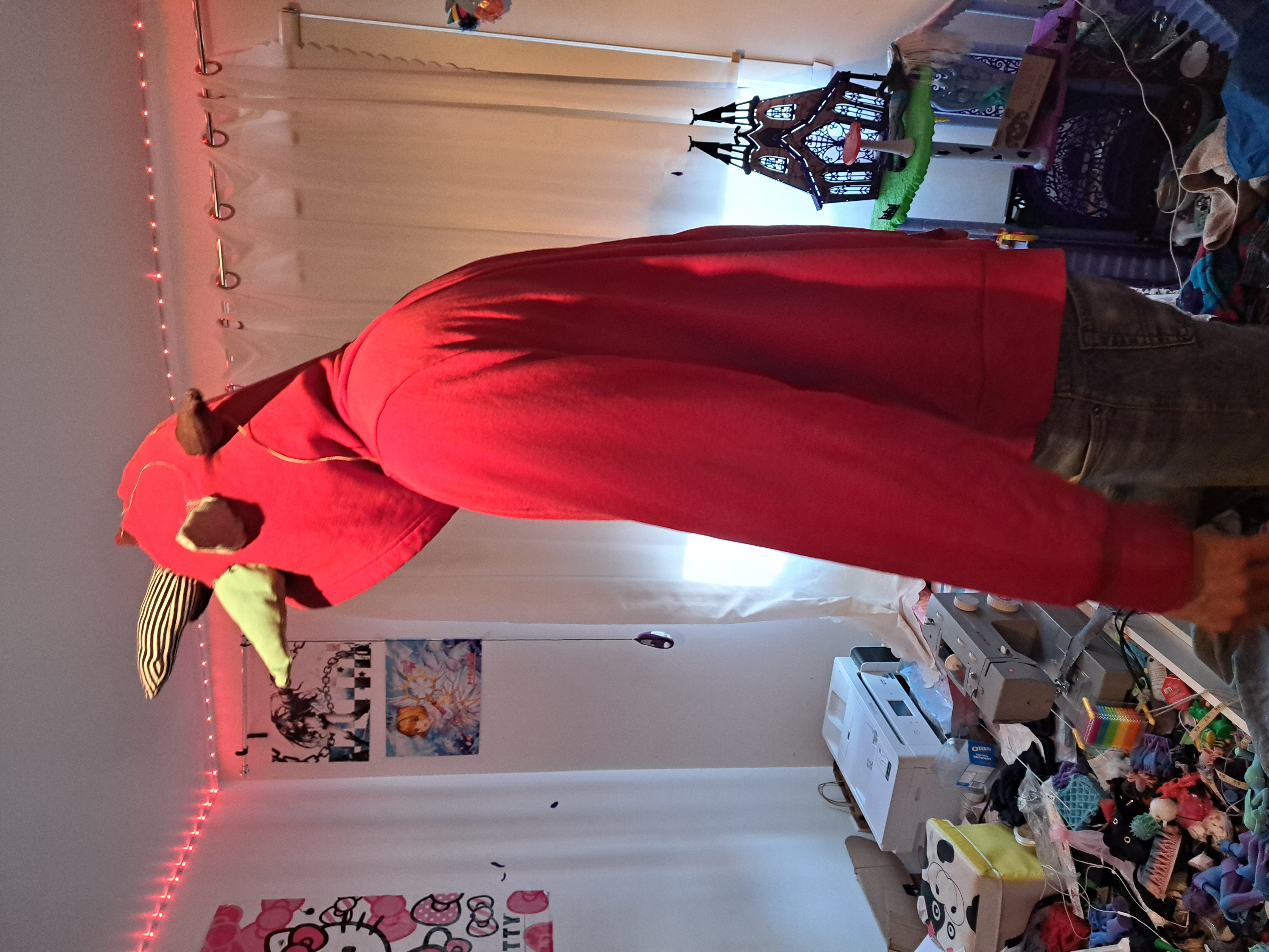 RED Crazy Joker Hoodie and vintage doll