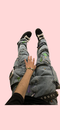 Custom design baggy blue cargo Jeans