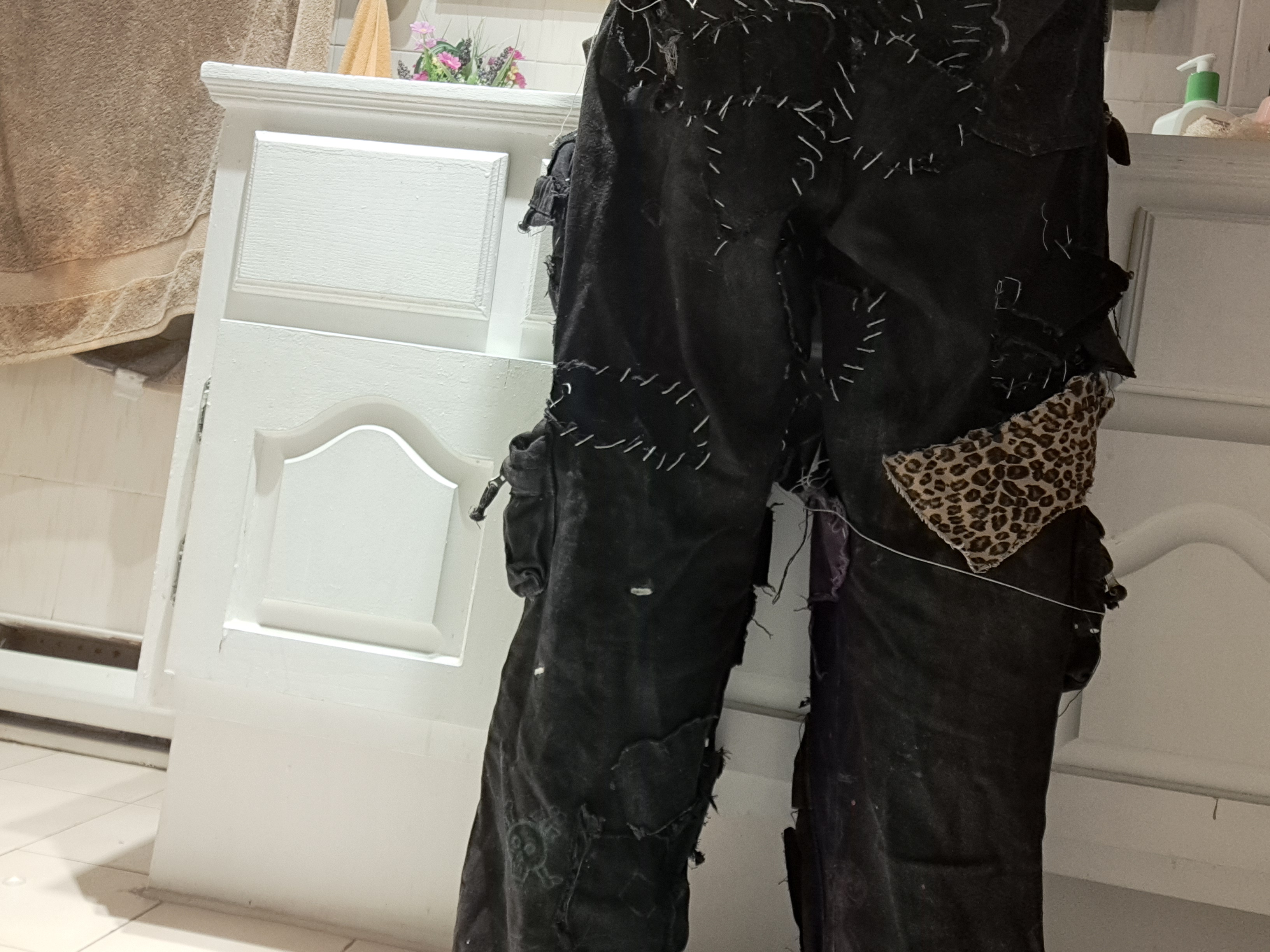 Patchwork Gothic emo cargo baggy black Pants