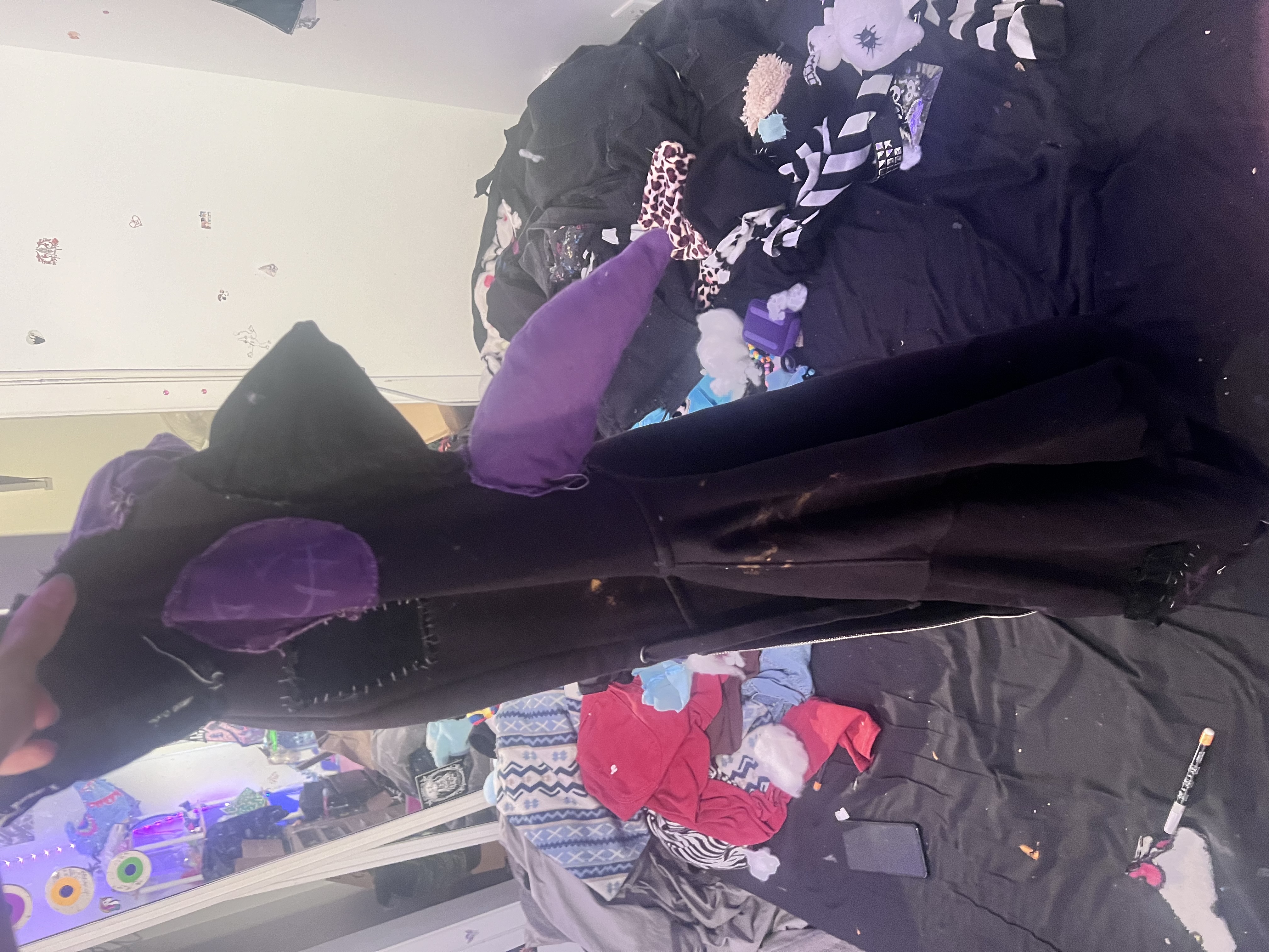 Black joker zip up hoodie punk