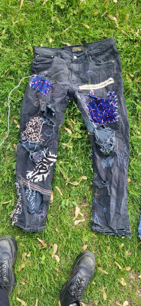 Handmade Patchwork Black Jeans
