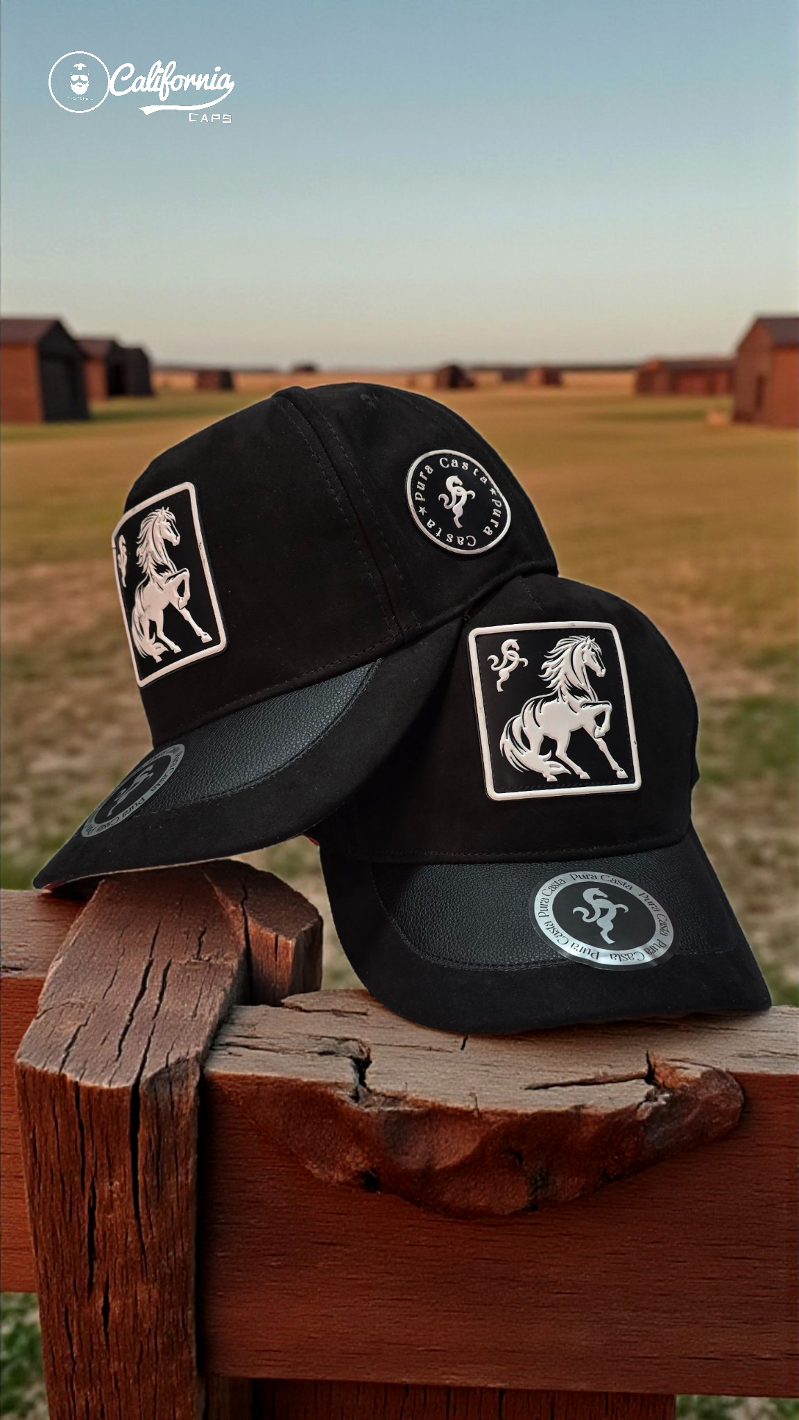 Gorra negra con logo de caballo