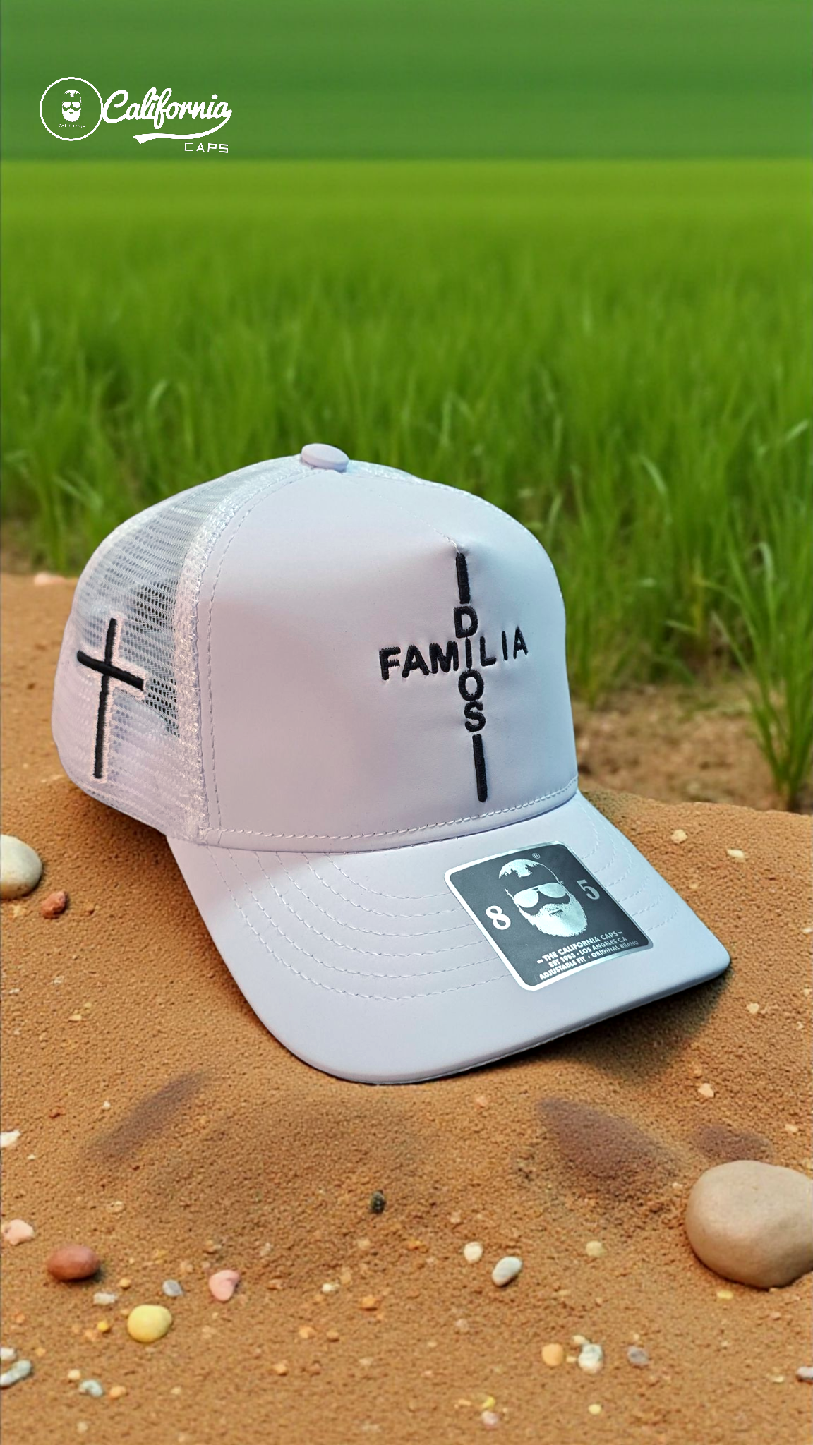 Gorra blanca California Dios Familia