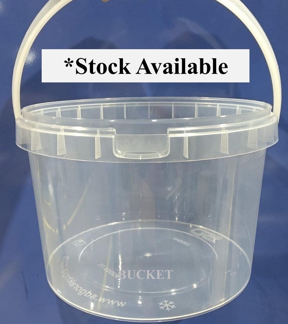 Clear Plastic Bucket with Handle 3200ml