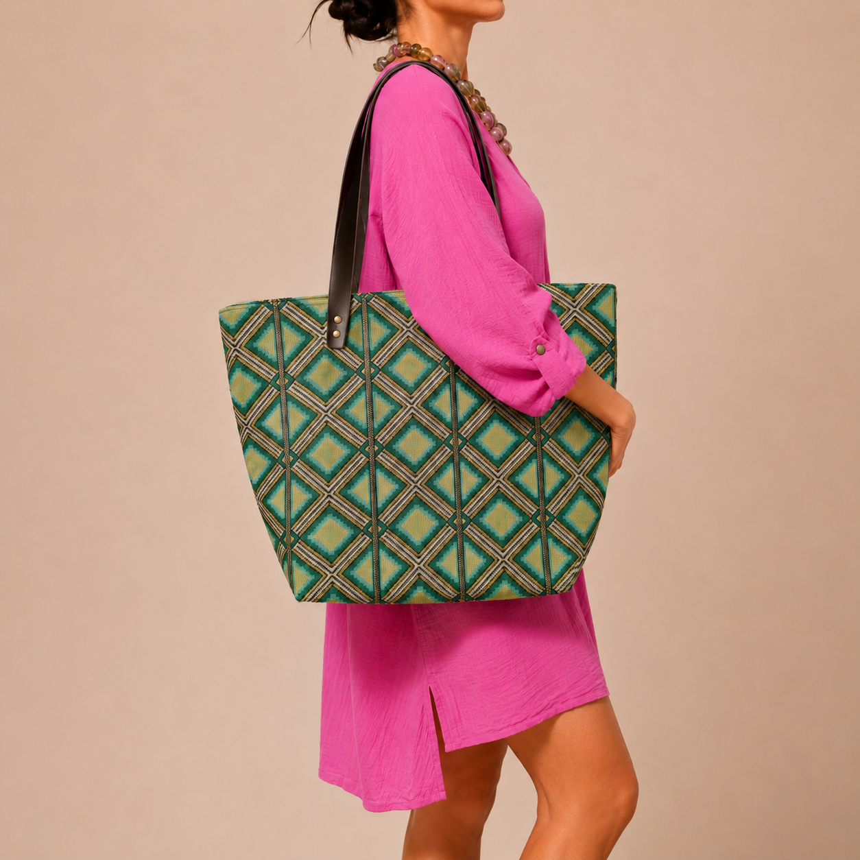 Leather handle bag