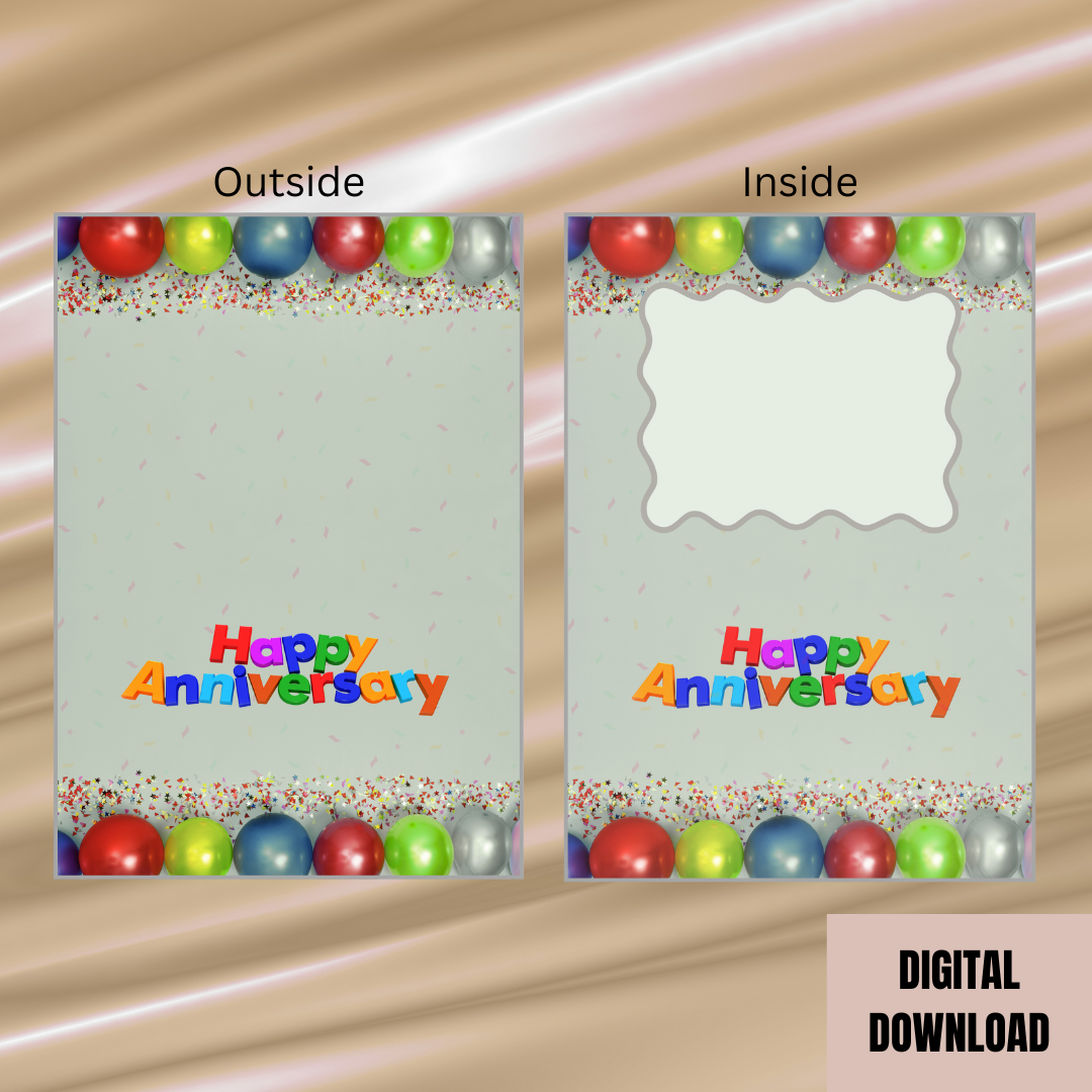 Cute Grey Happy Anniversary Folded Card