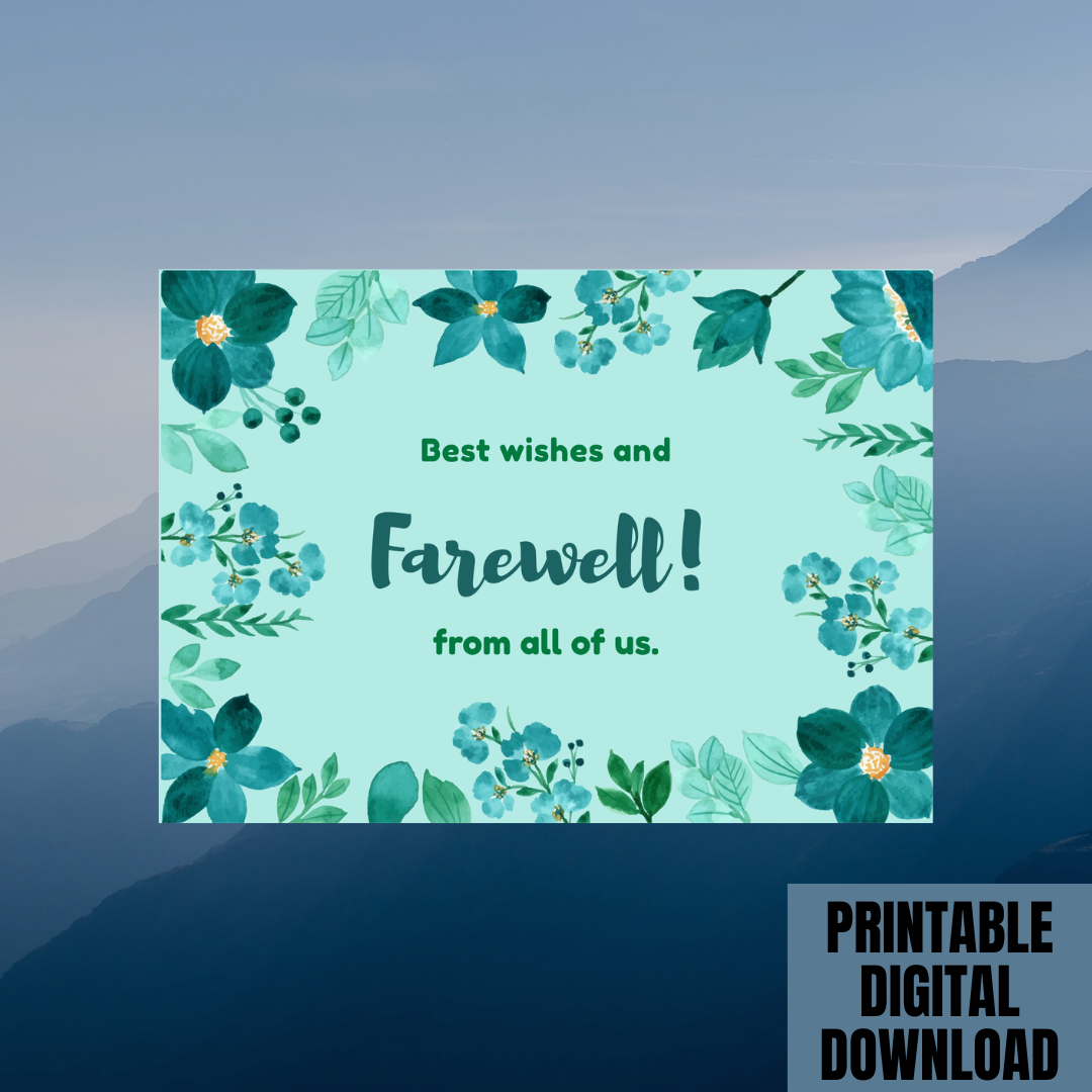 Beautiful Blue Floral farewell Card