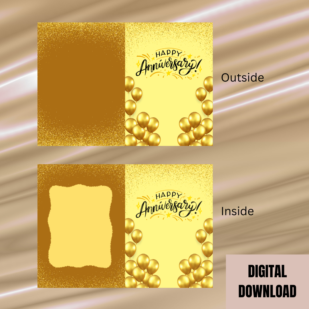 Beautiful Golden Anniversary Folded Card