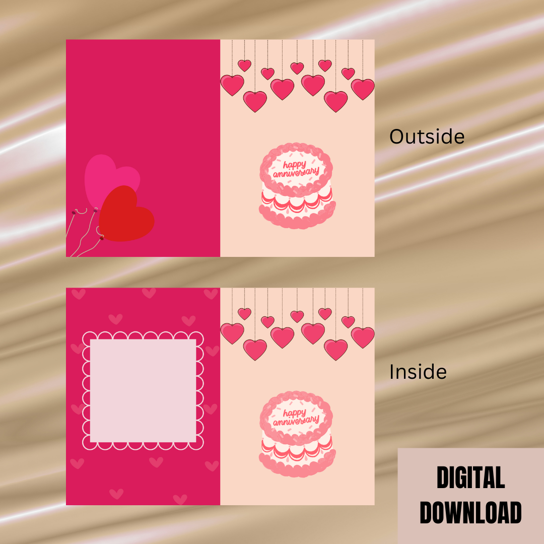Beautiful Pink Happy Anniversary Folded Card
