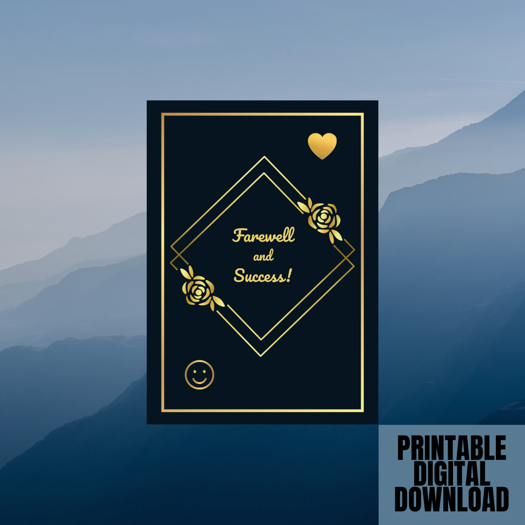 Cute Blue & Gold Farewell Card