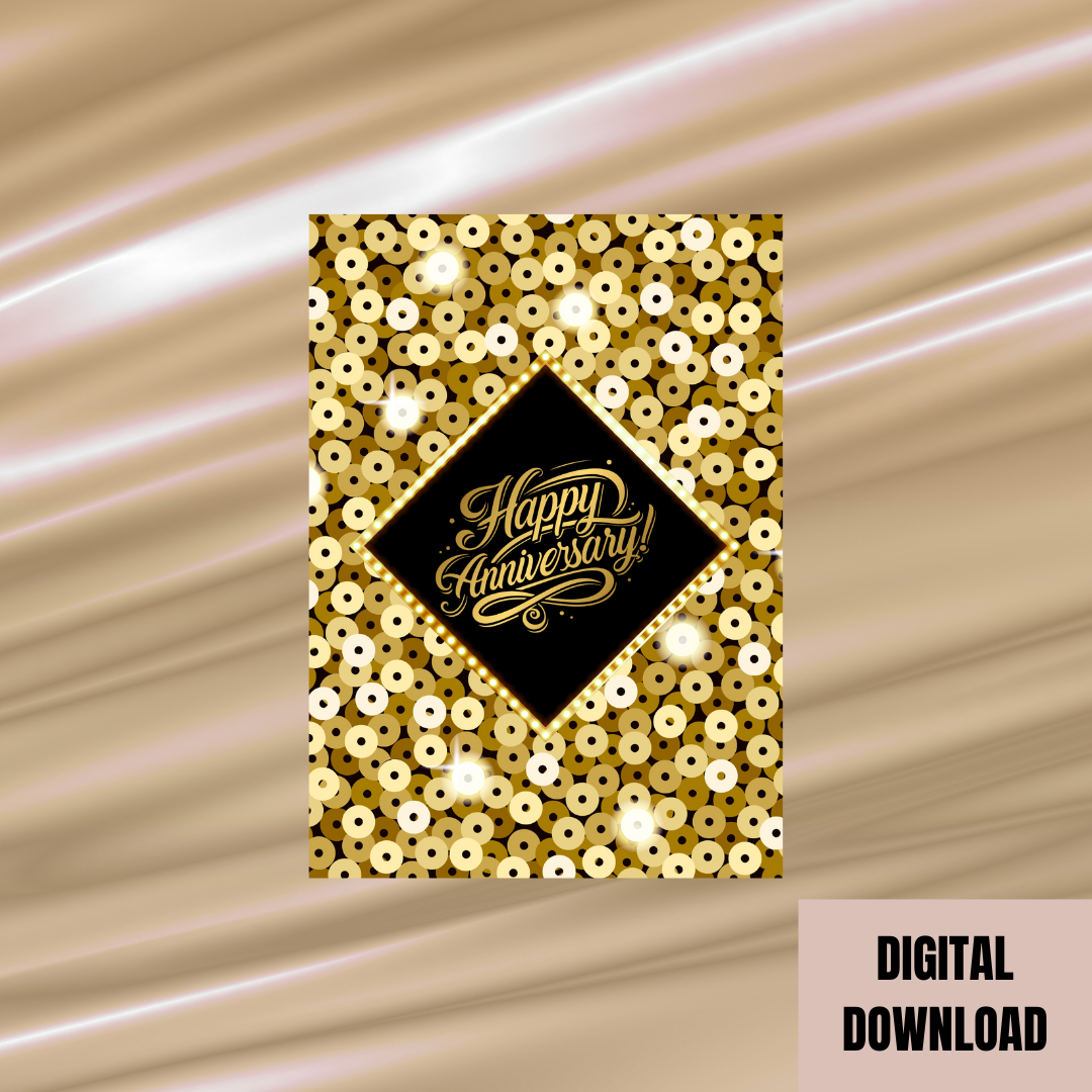 Beautiful Gold Glitter Anniversary Card
