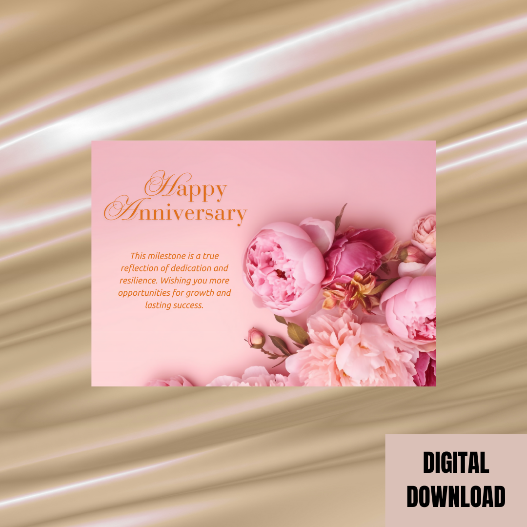 Cute Pink Floral Anniversary Card