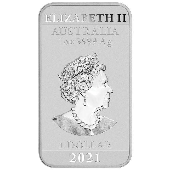 2021 Australia 1 Oz Dragon Silver Rectangle Dollar Coin