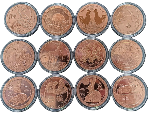 GSM Chinese Zodiac Copper Coin Collection Full Set