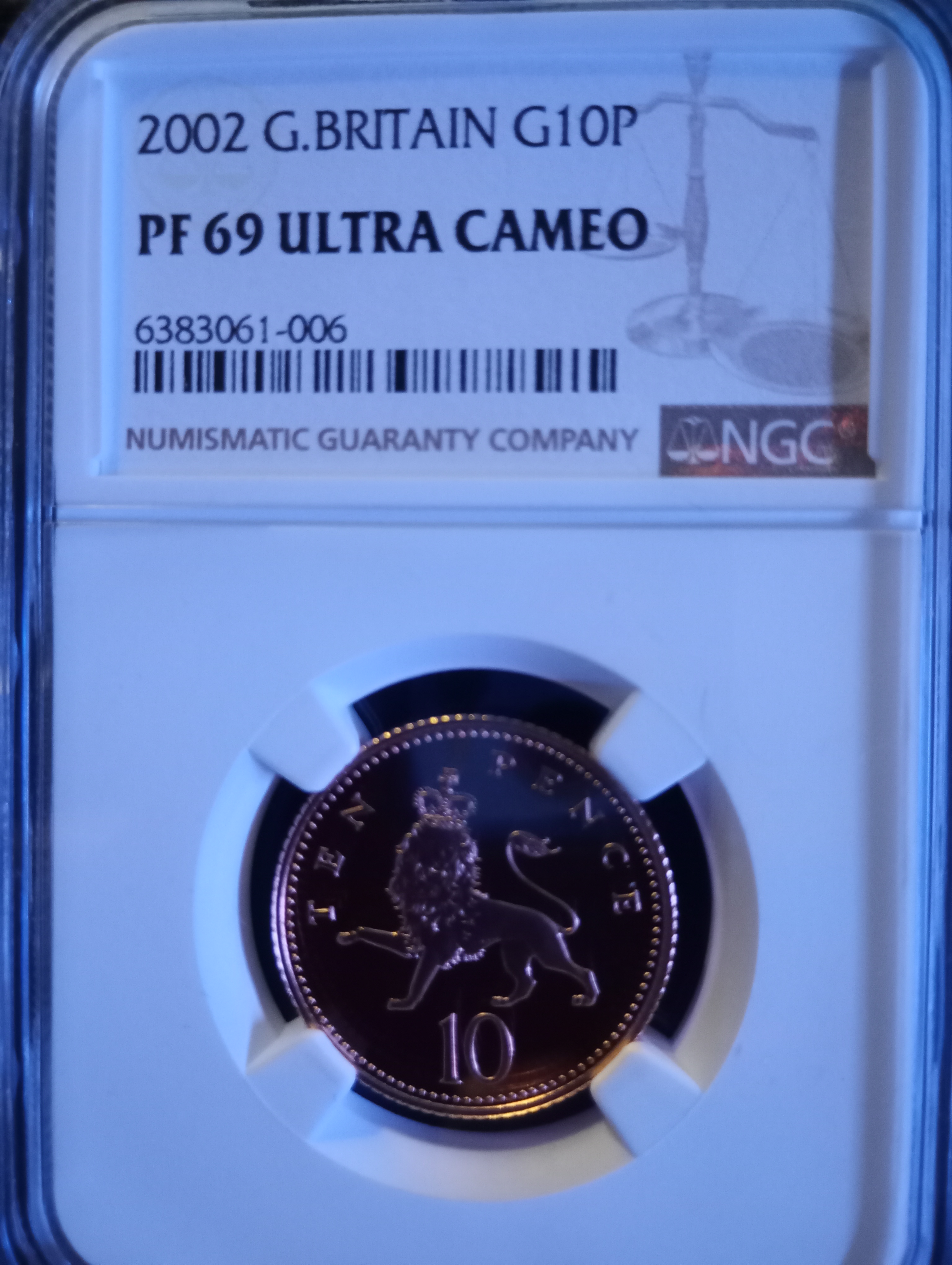 PF69 NGC Graded 2002 Great Britain 10 Pence Proof Coin Gold 