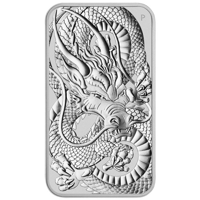 2021 Australia 1 Oz Dragon Silver Rectangle Dollar Coin