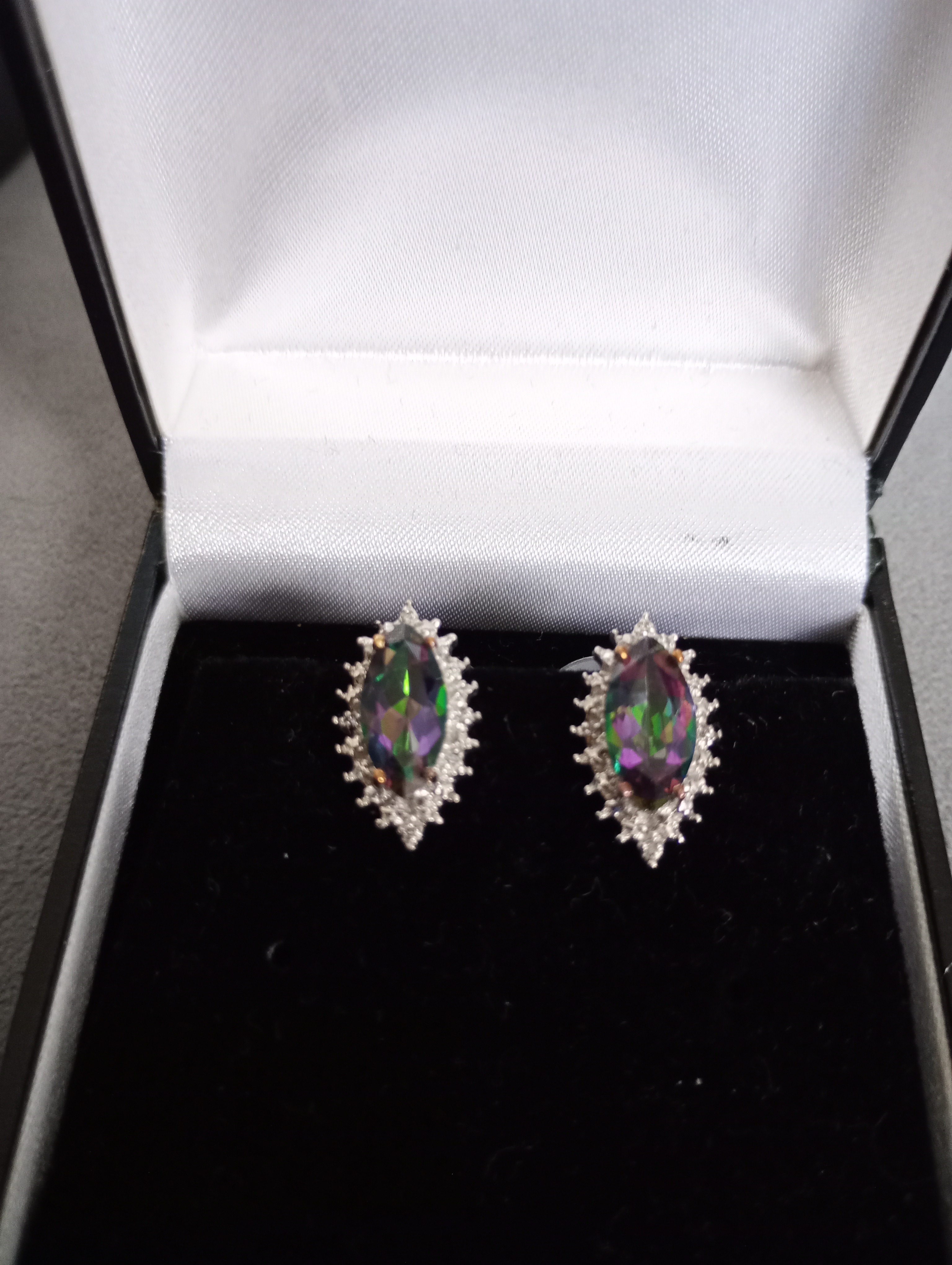 Gold Elegant Marquise-Cut Amethyst & Diamond Earrings