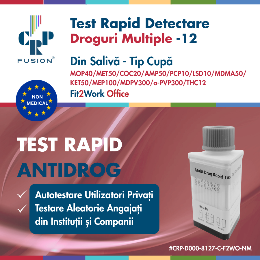 Test Rapid - Droguri Multiple - Salivă - Cupă 12 Substanțe - Fit2Work Office 