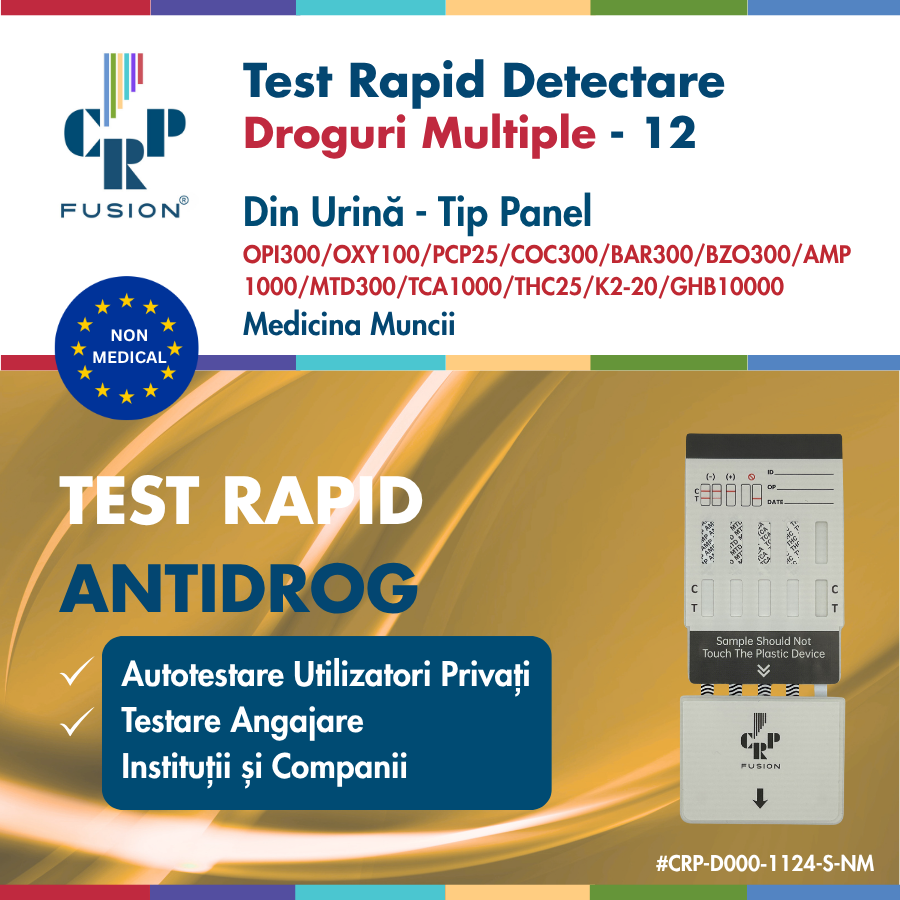 Test Rapid Droguri Multiple - Panel - Urină - 12 Substanțe - Medicina Muncii 
