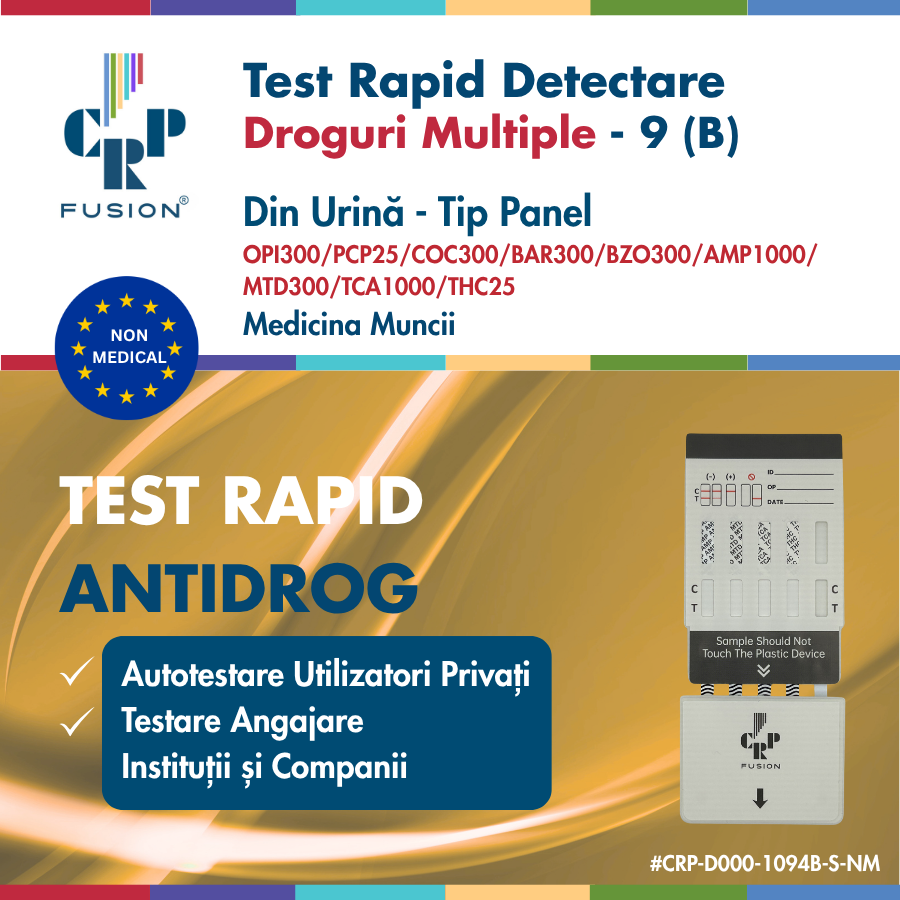 Test Rapid Droguri Multiple - Panel - Urină - 9 Substanțe - Medicina Muncii