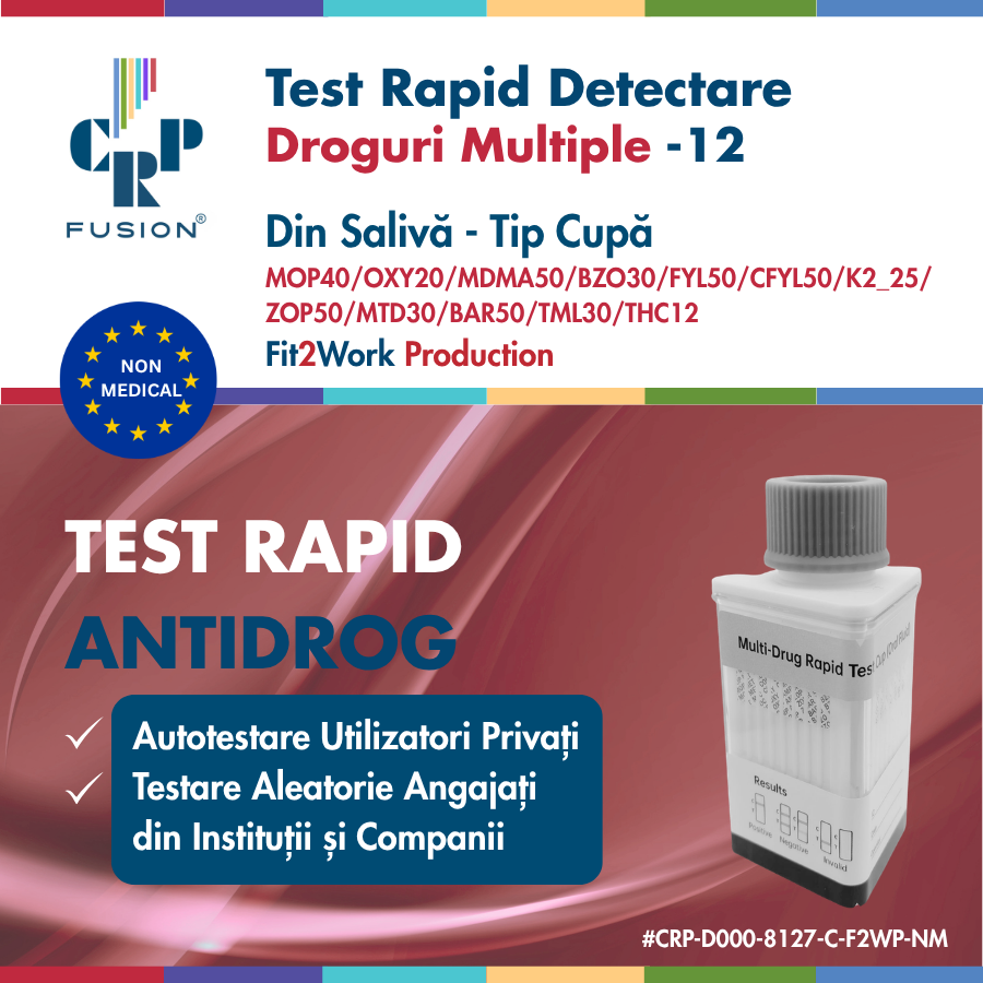 Test Rapid - Droguri Multiple - Salivă - Cupă 12 Substanțe - Fit2Work Production 