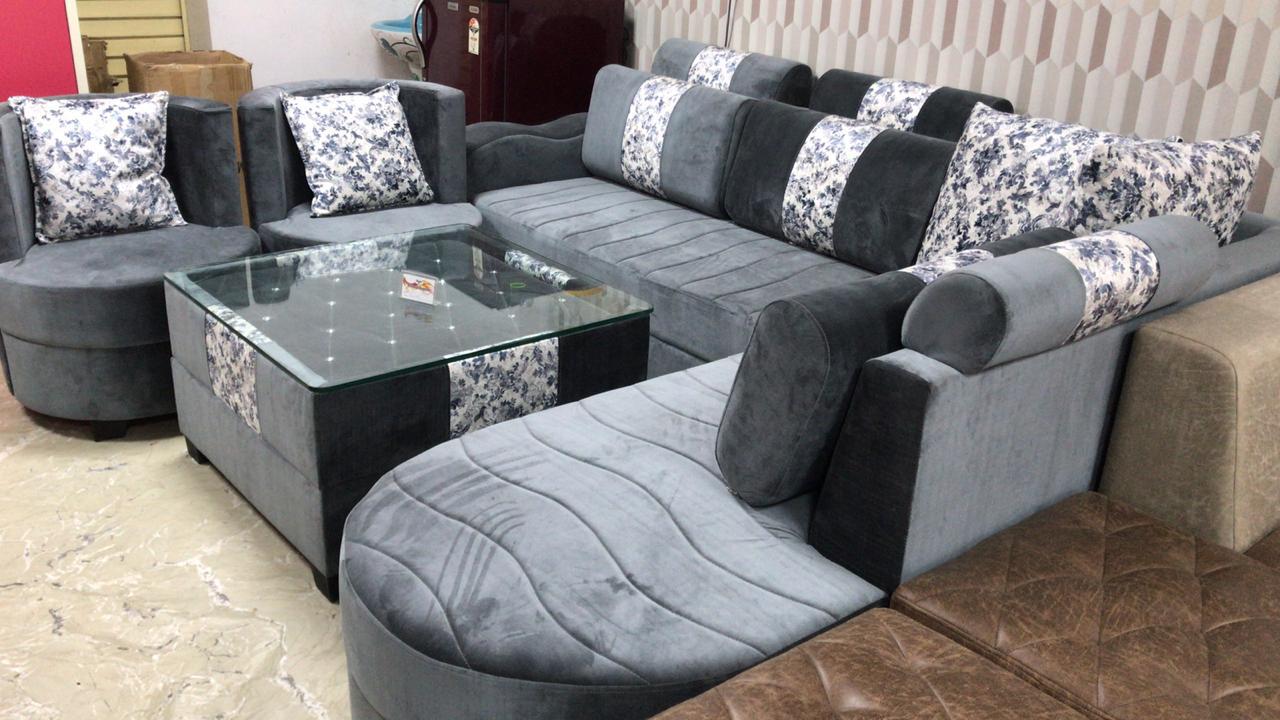 Luxurious Grey & Black Modular Sofa Set