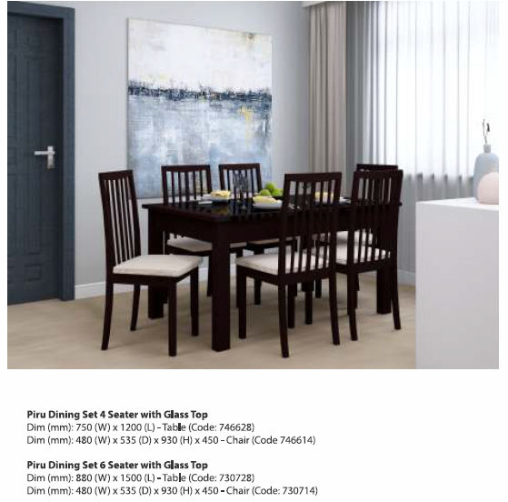 Piru Dining Set with Glass Top