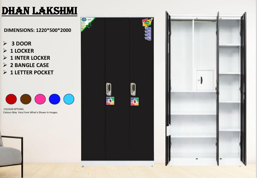 Dhan Lakshmi 3-Door Steel Wardrobe