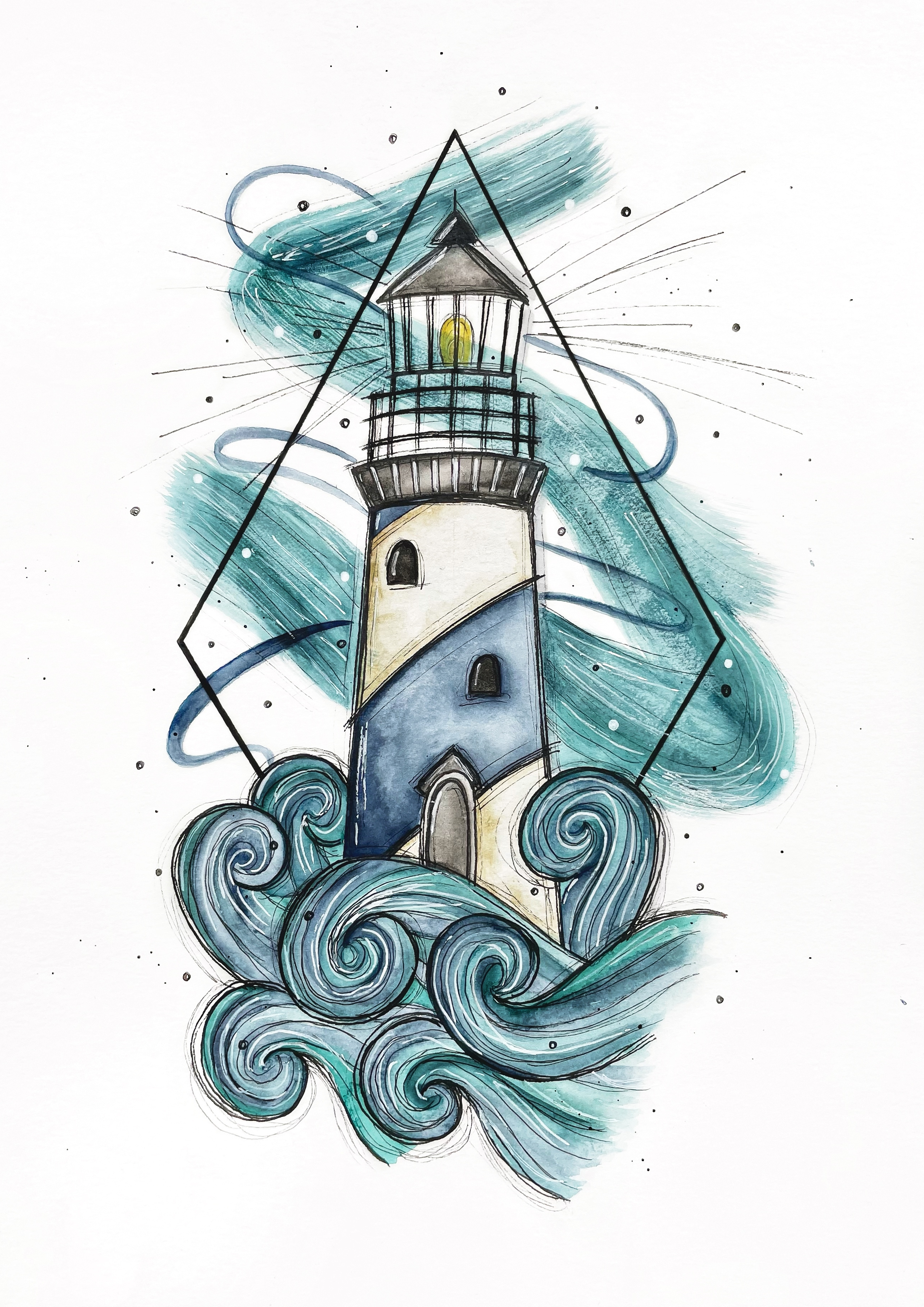 Leuchtturm | Print A4 / A5 | Kunstdruck von Aquarell Original auf Premiumpapier