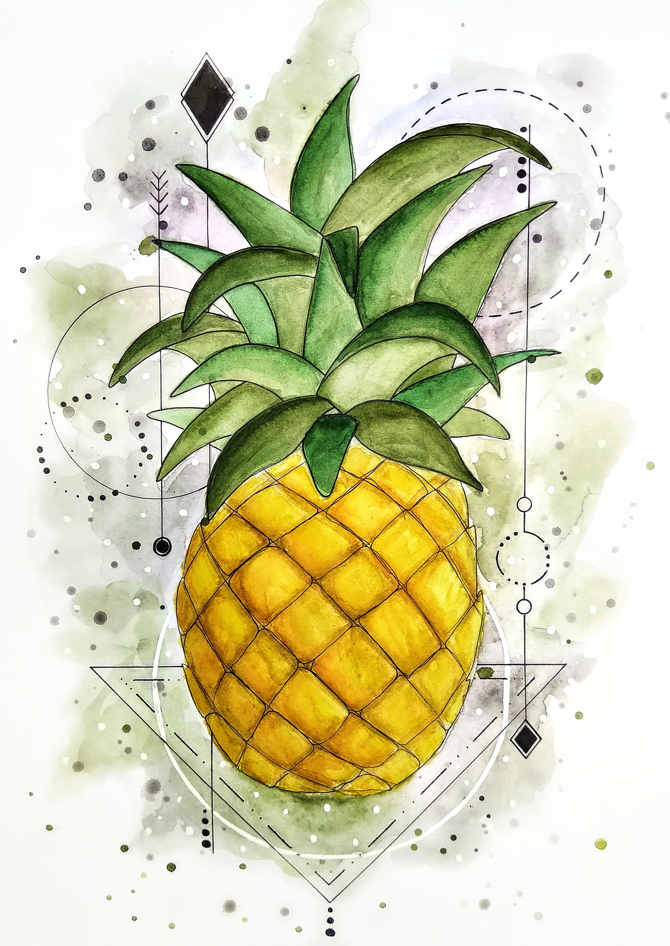 Ananas | Print A4 / A5 | Kunstdruck von Aquarell Original auf Premiumpapier