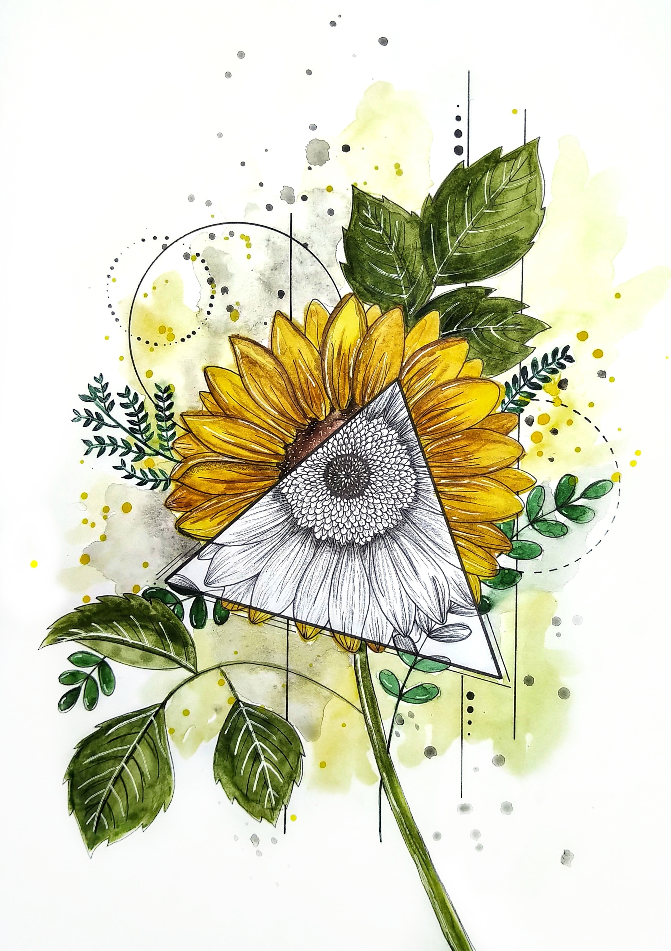 Sonnenblume | Print A4 / A5 | Kunstdruck von Aquarell Original auf Premiumpapier