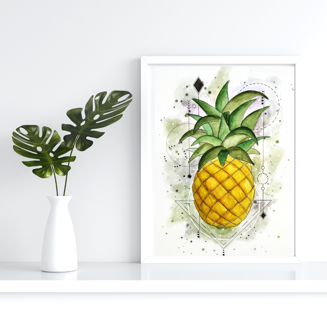 Ananas | Print A4 / A5 | Kunstdruck von Aquarell Original auf Premiumpapier