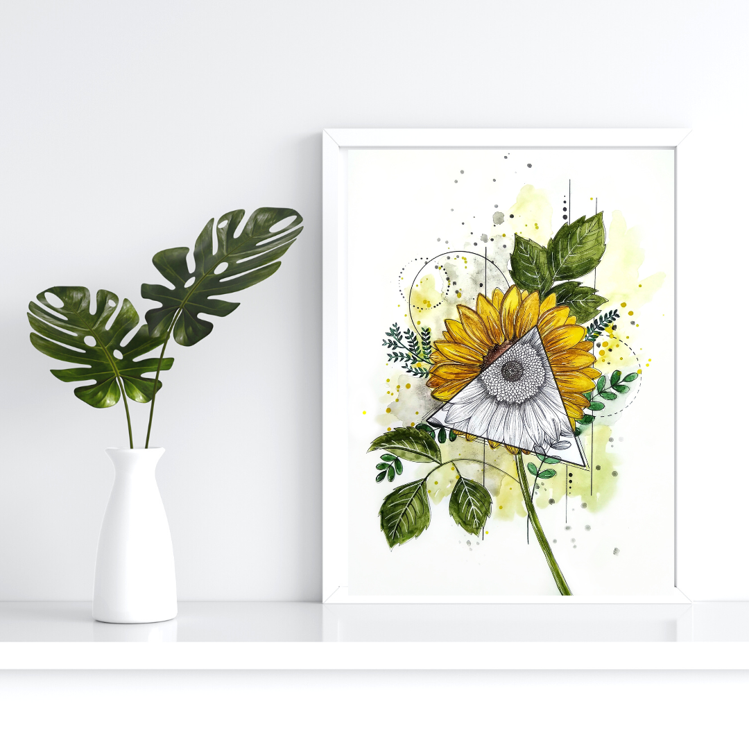 Sonnenblume | Print A4 / A5 | Kunstdruck von Aquarell Original auf Premiumpapier