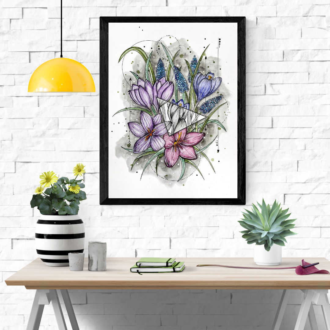 Frühlingsblumen | Print A4 / A5 | Kunstdruck von Aquarell Original auf Premiumpapier