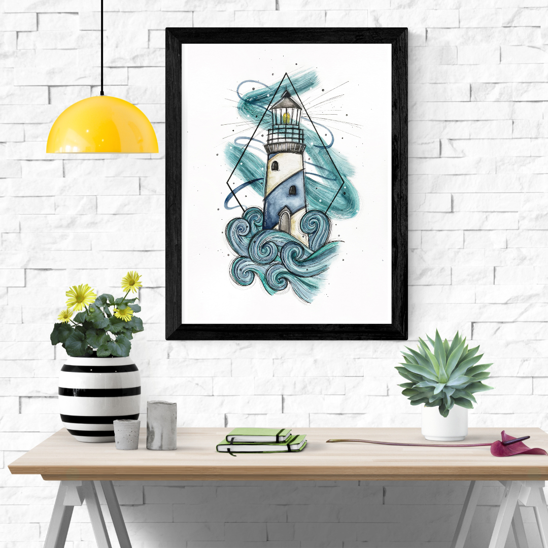 Leuchtturm | Print A4 / A5 | Kunstdruck von Aquarell Original auf Premiumpapier