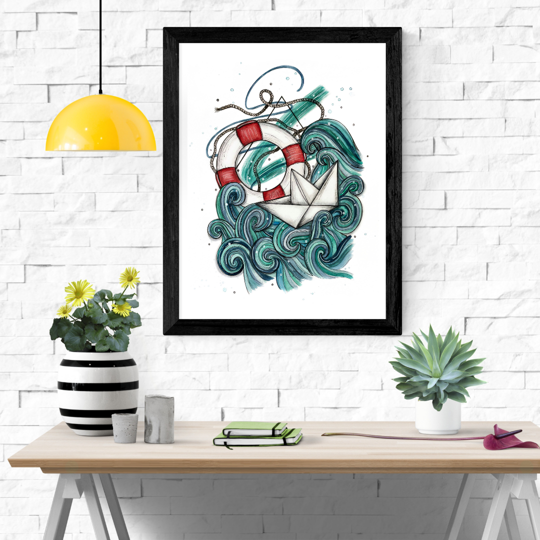Papierboot | Print A4 / A5 | Kunstdruck von Aquarell Original auf Premiumpapier
