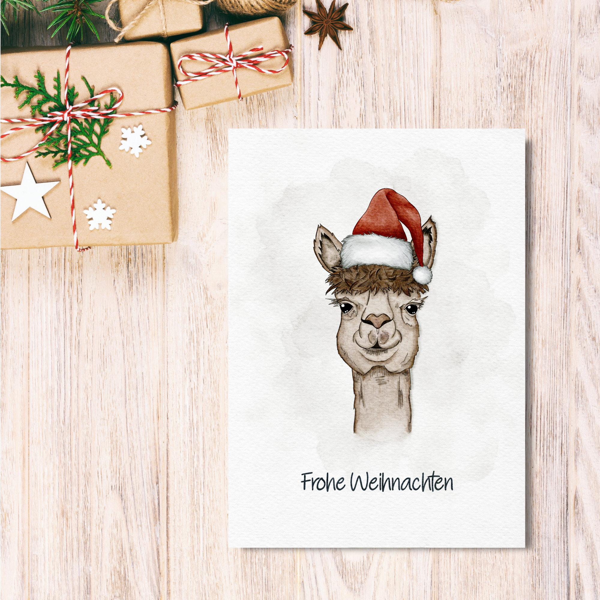 Karte Alpaka | Aquarell | A6 - Klappkarte oder Postkarte