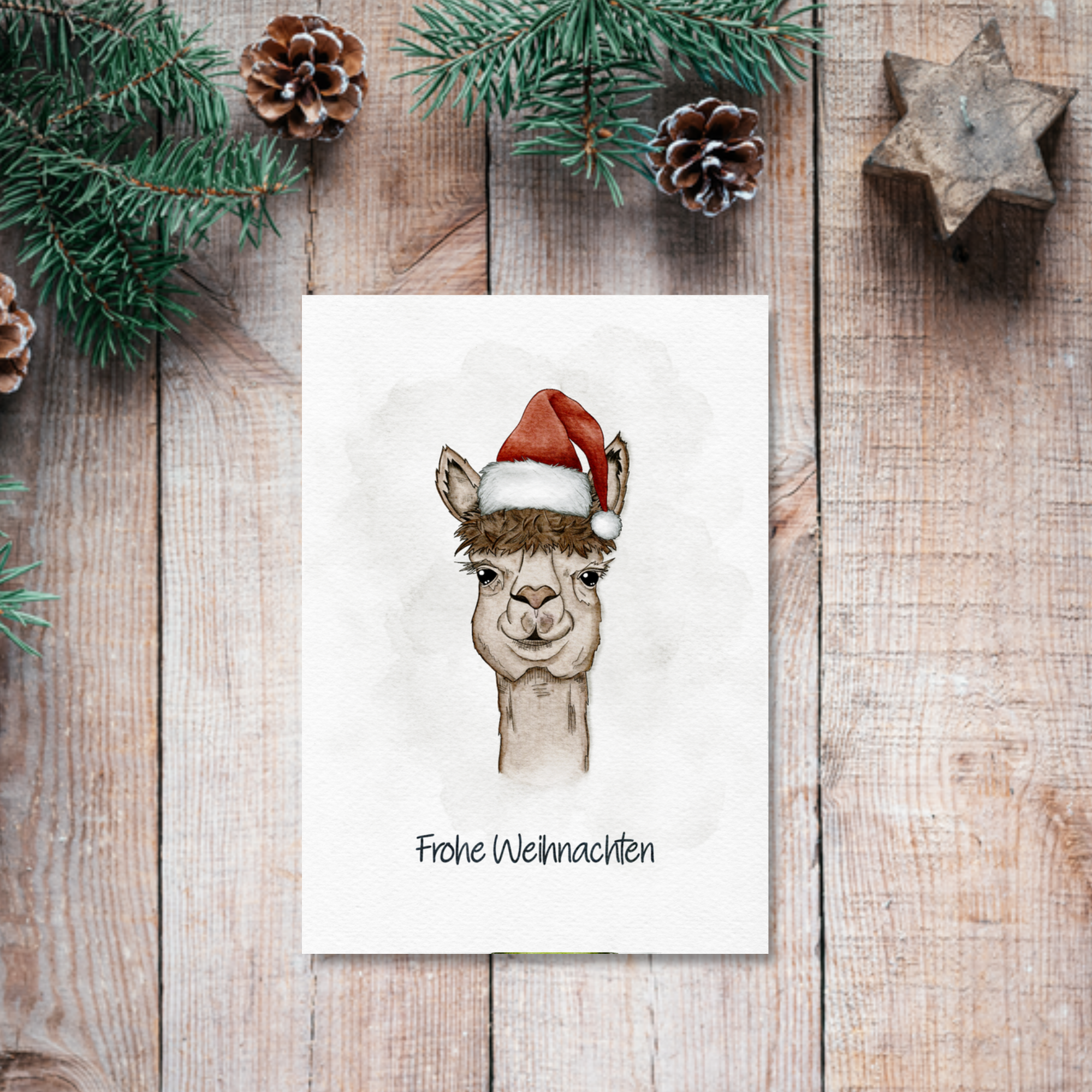 Karte Alpaka | Aquarell | A6 - Klappkarte oder Postkarte