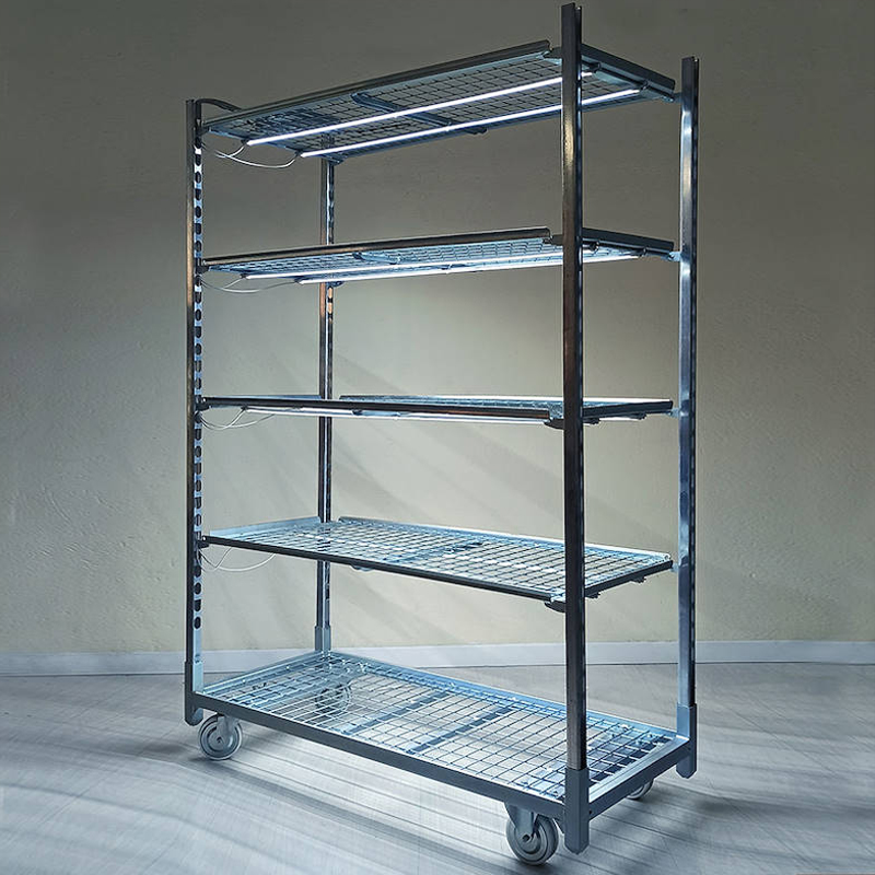 Chariot grillagé amovible avec kit d'éclairage LED pour Germination Greffage Bouture Champignon ORLANDELLI