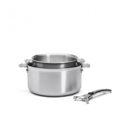 2 Casseroles Alchimy LOQY inox ø 16-20 cm + poignée amovible  DE BUYER