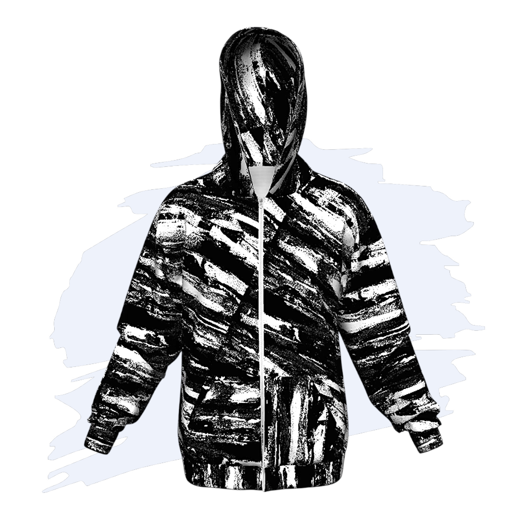 BLACK STEEL Unisex Art Zipper Hoodie