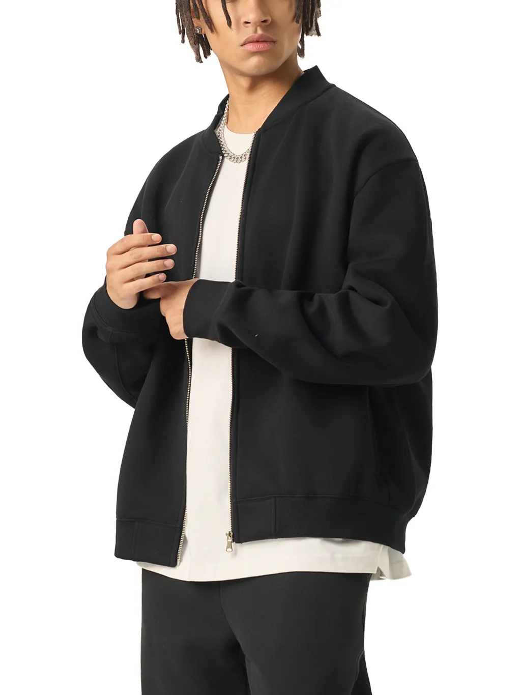 Zip-Up Fleeced Varsity Jacket
