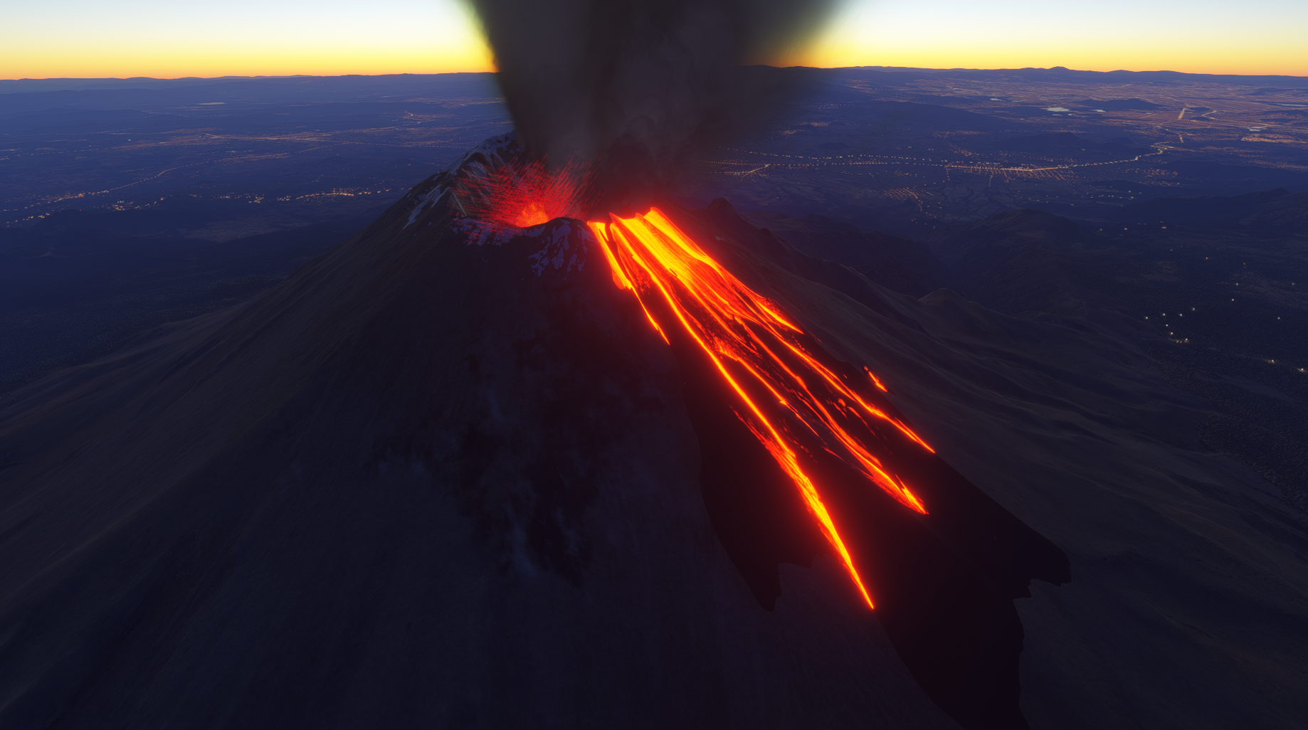 Animated Active Volcano in Popocatpetl, Mexico 