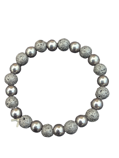 Bracelet en pierre de lave et hématite 8mm