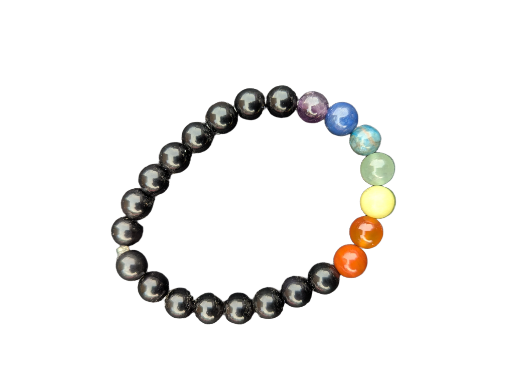 Bracelet sept chakras obsidiennes 8mm