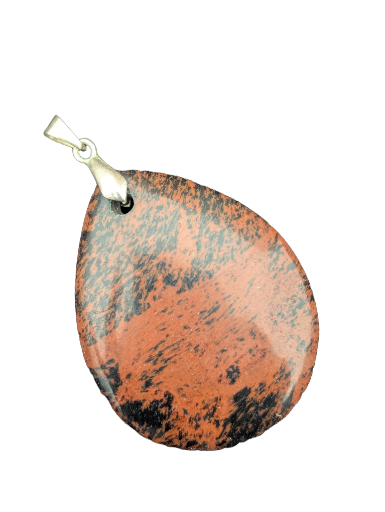 Pendentif en pierre, obsidienne acajou